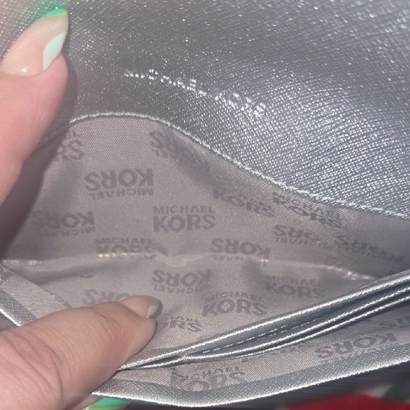 Michael Kors Metallic Silver Mini Crossbody with Crystal Trim - Picture 9 of 11